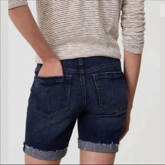 The Loft Bermuda Denim Dark Wash Jean Roll Up Shorts - Picture 2 of 10